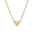 Golden stainless steel heart pendant necklace featuring an engraved letter D charm - Heart Initial D Style (D)