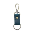 Vintage donkergroene echt lederen sleutelhanger met messing karabijnhaak en ring - Crazy Horse Blauw