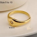 8mm gold-plated stainless steel signet ring with starburst cz stone in sizes 5-10 - US 7 / Paved Gold
