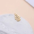 Macro view of gold Hamsa hand pendant with inlaid crystal for DIY jewelry making - Hamsa Hand Small (17#)
