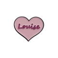 Spilla smaltata a forma di cuore rosa con scritta Louise e bordo in metallo nero - Stile Louise (QHXZ2146)