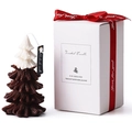 Two-tone Christmas tree scented candle in white gift box with red ribbon packaging - Snow-capped Coffee (Mon Paris)