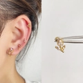 Gold flower and butterfly earrings set with pink zircon crystals for multiple piercings - EGD62 Gold Pink Zirconia Flower