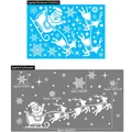 Christmas window decals set with Santa and reindeer pattern in blue and white colors - XC026