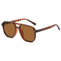 Lunettes de soleil aviateur vintage à double pont avec monture écaille et verres bruns - Monture Léopard / Verres Thé