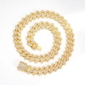 Hiphop iced out gold Cuban link necklace with rhombus geometric links and cubic zirconia - 7" / Gold