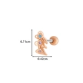 Rose gold heart stud earring with pink purple and blue stones and size dimensions - 2# Rose Gold (Triple Stone)