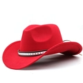 Klassischer roter Cowboyhut aus Wollfilz mit Sternenband und aufgebogener Krempe - Rot