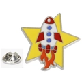 Creatieve cartoon raket en ster emaille broche met metalen vlindersluiting achter - Raket en Ster Stijl (A00269)