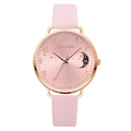 Detail of rose gold ladies' watch featuring pink moon pattern dial and leather strap - Watch Only / Pink