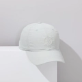 Detailed view of a light grey kids quick-dry baseball cap with embroidered smiley face design. - 52-54cm / Grey Smiley