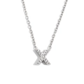 Collana argento con ciondolo lettera X e strass brillanti su catena minimalista - Colore Acciaio-Lettera X