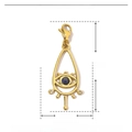 Detailed dimensions and weight specifications for gold evil eye pendant in stainless steel - Evil Eye Blue Stone Rhinestone-YF004-3