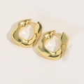 Detailed macro view of gold C-shaped earrings with unique 3D wavy texture design - U-Shape