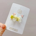 Ancient style butterfly hair clip with yellow gradient tulle fabric and rhinestones - Floral Yellow