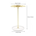 Gold metal jewelry rack with white base and double-row hooks showing 30cm height - 18 Straight Hooks Rotating Style / Gold