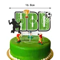 Décoration de gâteau foot avec panneau HBD et figurines de joueurs de football - Grand Cake Topper d'Anniversaire