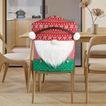 Christmas chair cover featuring a red and green Gnome design with snowflake patterns - Beard Gnome Style