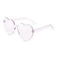 Lunettes de soleil sans monture en forme de cœur violet avec branches en résine - Violet transparent