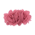 Detail of pink chiffon fabric handmade triple rose flowers hair accessories for girls - Dust Rose