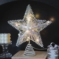 Champagne glitter Christmas star tree topper with warm LED lights on a vintage book - 25*30cm / White Large Sequin Star (With Light)