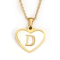 Golden heart pendant necklace with white inlay and letter D on a delicate chain - Letter D - Gold Heart White Shell