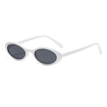 Retro small oval sunglasses with white frames and dark gray lenses for a vintage 90s look - White Frame Gray Lens
