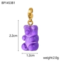 Translucent purple resin gummy bear charm with gold lobster clasp and 2.2cm height - Transparent Purple (BP1453B1)