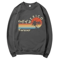 Dark grey crewneck sweatshirt with retro Gulf of Mexico sunset palm tree graphic print - S / Dark Gray