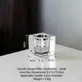 Petit bougeoir minimaliste en verre transparent carré pour bougies de 2,2 cm - Chandelier Pilier Carré Lisse - Petit