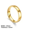 Anello minimalista in acciaio al titanio placcato oro 18K, larghezza 2,9 mm e lucido - US 6 / Versione Standard Oro