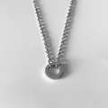 Collier minimaliste en acier inoxydable argenté avec petit pendentif anneau rond chic - Collier Fermoir Cercle Uni Argent (XNL0017-1)
