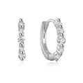 Elegant S925 sterling silver hoop earrings with five sparkling cubic zirconia stones - Style 5 / White Gold
