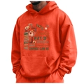 Bright orange fleece hoodie with autumn floral cross print and inspirational text - S / Tops / Orange (Autumn God's Way)