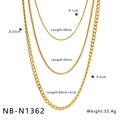 Vue détaillée de colliers dorés multicouches avec dimensions de longueur et de poids - Style Multirang Chaîne Épaisse (NB-N1362)