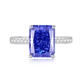 Elegant S925 sterling silver ring featuring a large rectangular ice-cut blue carbon diamond - US 6 / Tanzanite Blue