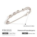 Waterproof stainless steel safety pin pendant with hypoallergenic silver finish - Silver 3-Loop Pin (PJ91551S(3-Loops)) / 18K Gold Plated