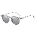 Polarized sunglasses with transparent round frames and dark grey lenses for men - Transparent Grey Frame/Light Grey Lens