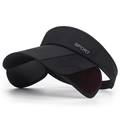 Black sun visor hat with retractable side brims and SPORT logo for outdoor sports - Adjustable / Black