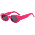 Occhiali da sole ovali retrò con montatura rosa audace e lenti grigio scuro per donne - Rosa Rosso