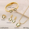 Golden snake jewelry set with colorful enamel motifs including necklace and bangle - Adjustable Ring/4-Piece Set / White Style (KS219945-LX)