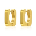 Minimalist square hoop gold earrings in polished stainless steel for women with hinge - Gold