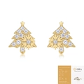 Golden Christmas tree stud earrings with sparkling moissanite stones and GRA report - E15303 Christmas Tree Style (With GRA Certificate)