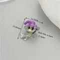 Retro S925 silver witch on broom pendant with purple enamel for DIY jewelry charm - Silver Witch on Broom