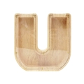 Personalized wooden letter U money box with transparent panel for coin storage - Letter U