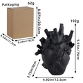 Artistic black heart ceramic vase with detailed weight and dimension size annotations - Black Heart Vase