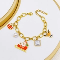 Pulsera navideña dorada con Papá Noel, renos y colgantes de mármol - Pulsera con Colgantes de Colección de Navidad (2508ZK51469SL)