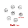 Faceted 6x6mm stainless steel silver beads with 2mm hole for DIY jewelry making - 6mm / Steel