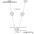 Collier nid d'abeille argenté avec nacre blanche et pendentifs ronds en diamants tchèques - Argent Coquille Blanche