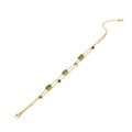 Bracciale vintage a doppia catena dorata con pietre verde smeraldo e ciondolo cuore - Stile Gemma Geometrica Vintage (2#)